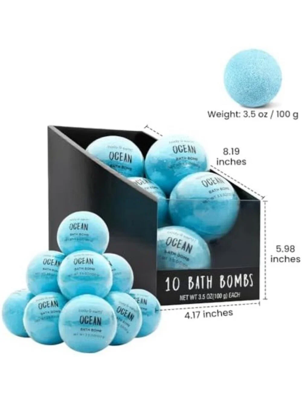 Handmade Ocean Bath Bomb Gift Set - 10 Essential Oil Bath Bombs for Relaxation